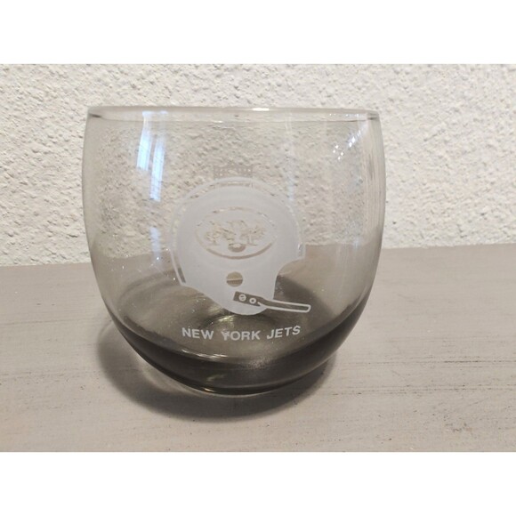 Vintage 1960s New York Giants Smokey Grey Glass NFL Collectible Cup Rare - Picture 1 of 6